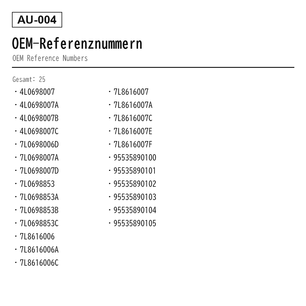 Audi Q7 4L 2003-2018 Luftfederkompressor (4L0698007, 4L0698007A, 4L0698007B, 4L0698007C, 7L0698006D, 7L0698007A, 7L0698007D, 7L0698853, 7L0698853A, 7L0698853B, 7L0698853C, 7L8616006, 7L8616006A, 7L8616006C, 7L8616007, 7L8616007A, 7L8616007C, 7L8616007E, 7L8616007F, 95535890100, 95535890101, 95535890102, 95535890103, 95535890104, 95535890105) 3