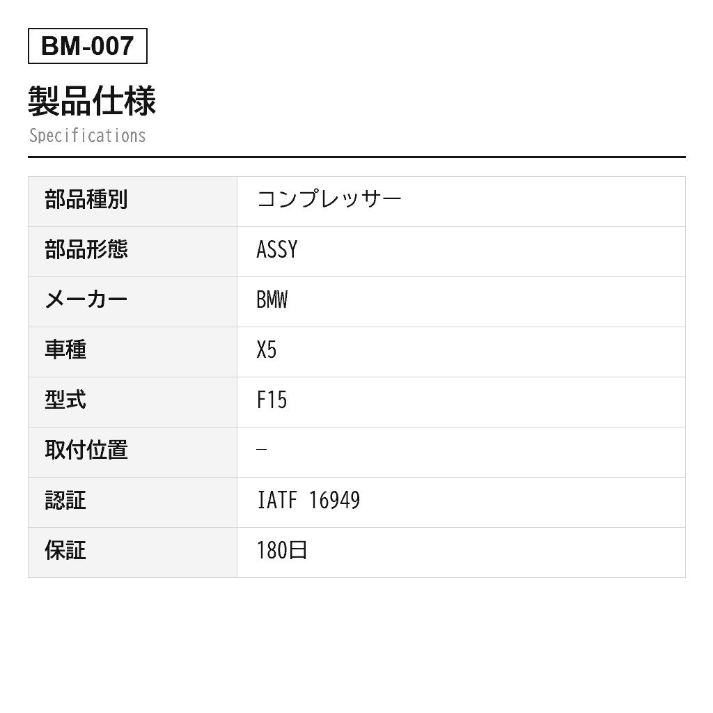 BMW X5 F15 F85 X6 F16 F86 2012-2019 エアサスペンションコンプレッサー（37206850555, 37206868998, 37206875177, 37226778773, 37236769082, 68505553720, 68689983720, 6875177, P-3279） 2