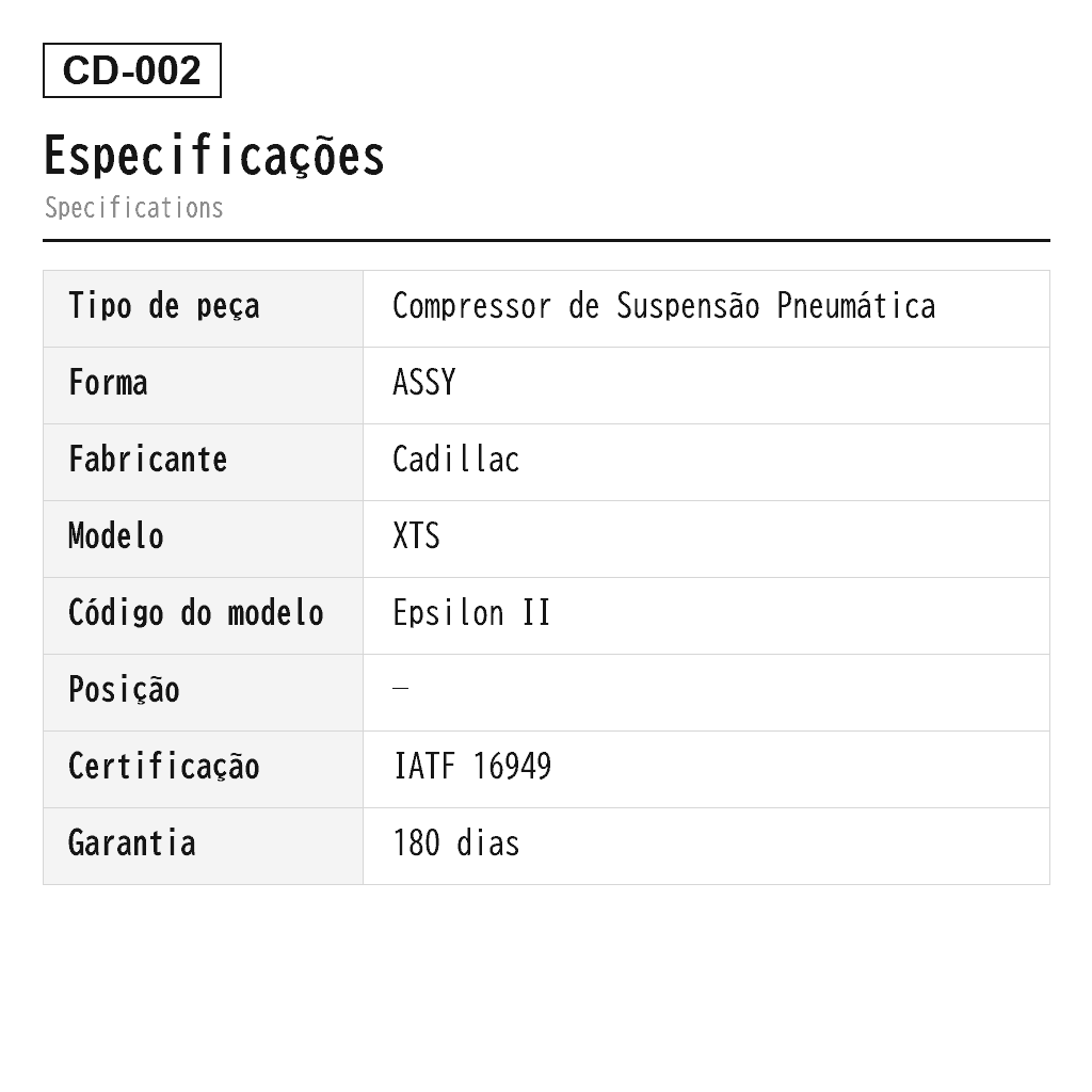 Cadillac XTS 2013-2019 Compressor de Suspensão Pneumática (22902411, 22936012, 22983463, 23129283, 23168660, 23353754, 23446561, 23468864, 84160004, 84219810, 84355910) 2