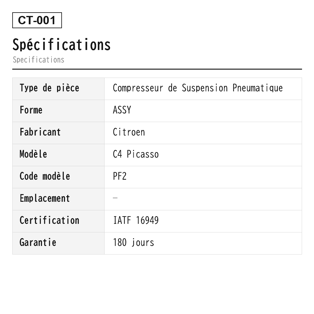 Citroen C4 Picasso/Grand Picasso Compresseur de Suspension Pneumatique (9682022980, 9801906980, P-2854) 2