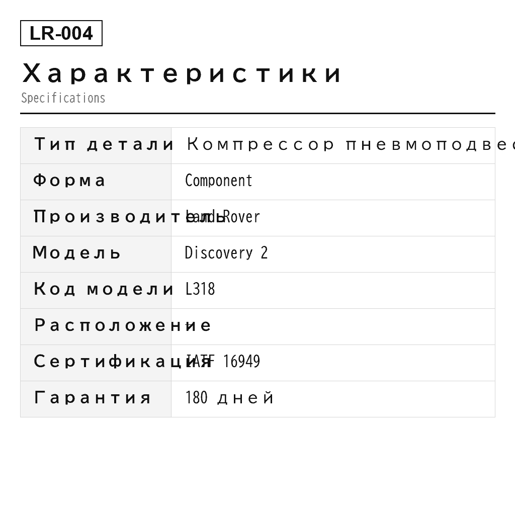 Land Rover Discovery 2 1998-2004 Компрессор пневмоподвески (949-920, P-2646, P-2811, P-3232, RQG100041) 2