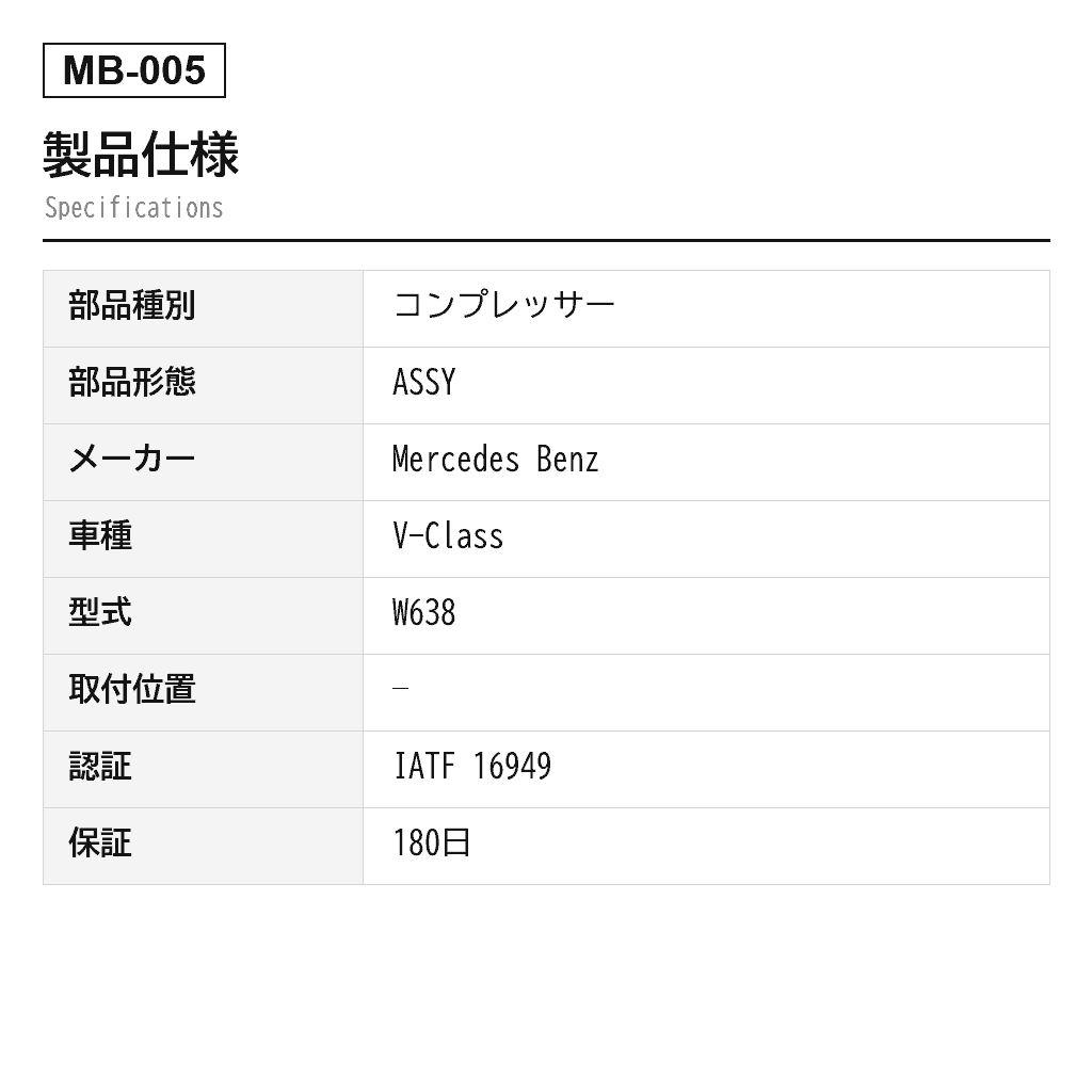 Mercedes Benz（ベンツ） Vクラス W638 エアサスペンションコンプレッサー（638-328-02-02, 638-328-03-02, 638-328-04-02, 638-328-05-02, A6383280202, A6383280302, A6383280402, A6383280502） 2