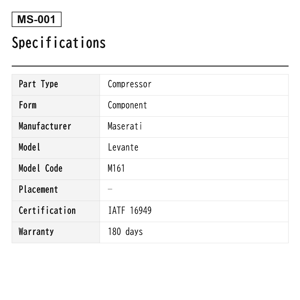 Maserati Levante 2016-2022 Air Suspension Compressor (670032005, 670037522, 670037523, 670039247, 670158901) 2