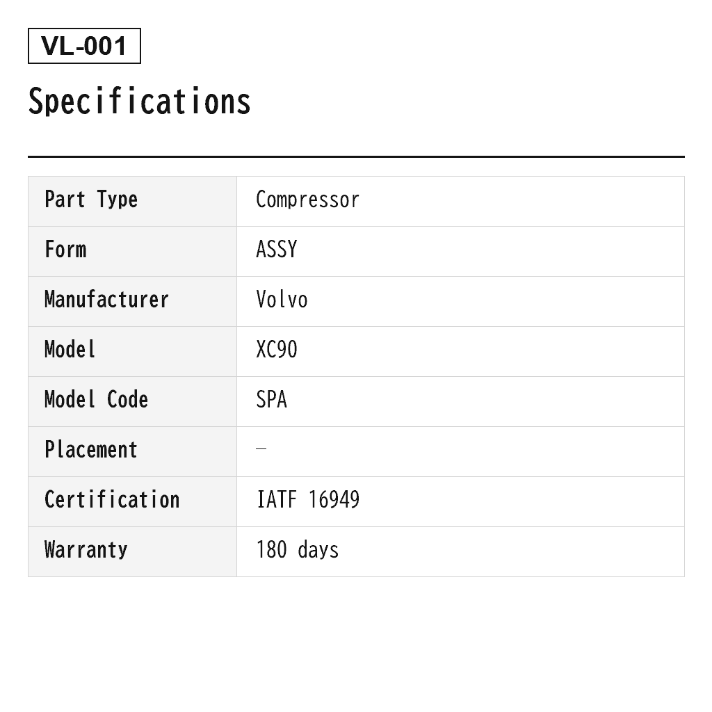Volvo XC90 II XC60 V90 2014-2022 Air Suspension Compressor (150908, 15150000713, 15155000872, 1515990375102, 310815108064, 31360720, 32315091, 949-470) 2