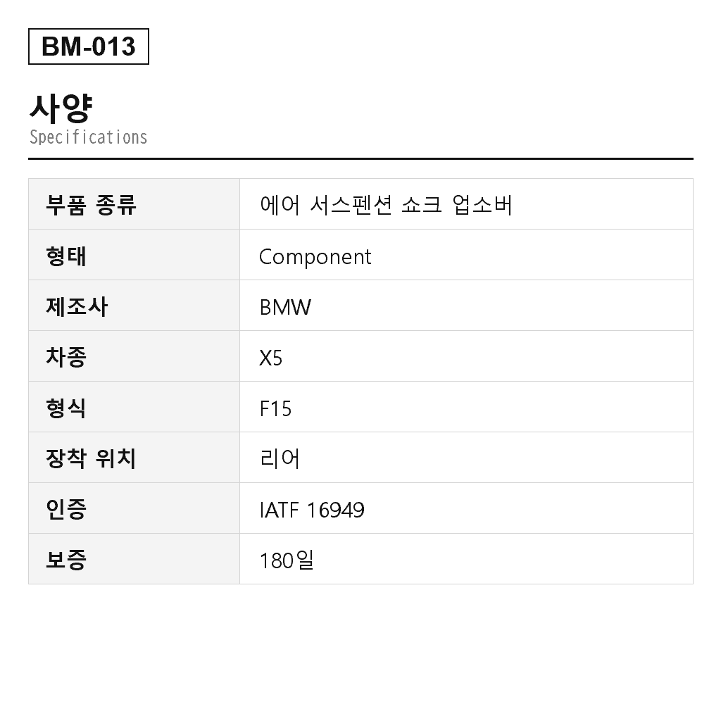 BMW X5 F15 F85 X6 F16 F86 2012-2019 리어 에어 서스펜션 쇼크 업소버（33527850213, 33527850214, 33527856495, 33527856496, 37106875089, 37106875090） 2