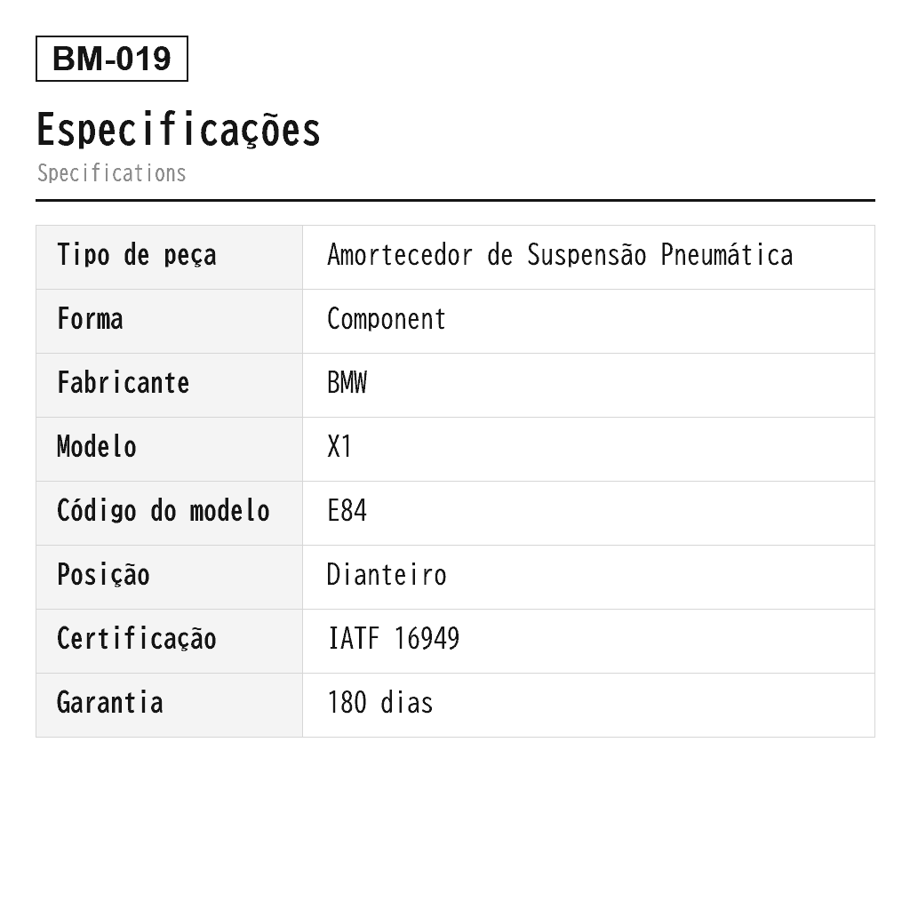 BMW X1 E84 2013-2015 Dianteiro Amortecedor de Suspensão Pneumática (31-31-6-789-853, 31-31-6-789-857, 31-31-6-851-335, 31-31-6-851-339, 31316851336) 2