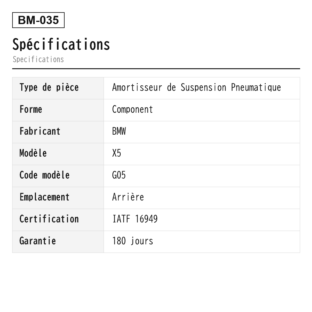 BMW X5 G05 2019-2022 Arrière Amortisseur de Suspension Pneumatique (37106869023, 37106869024, 37106869025, 37106869026, 37106896441, 37106896442) 2