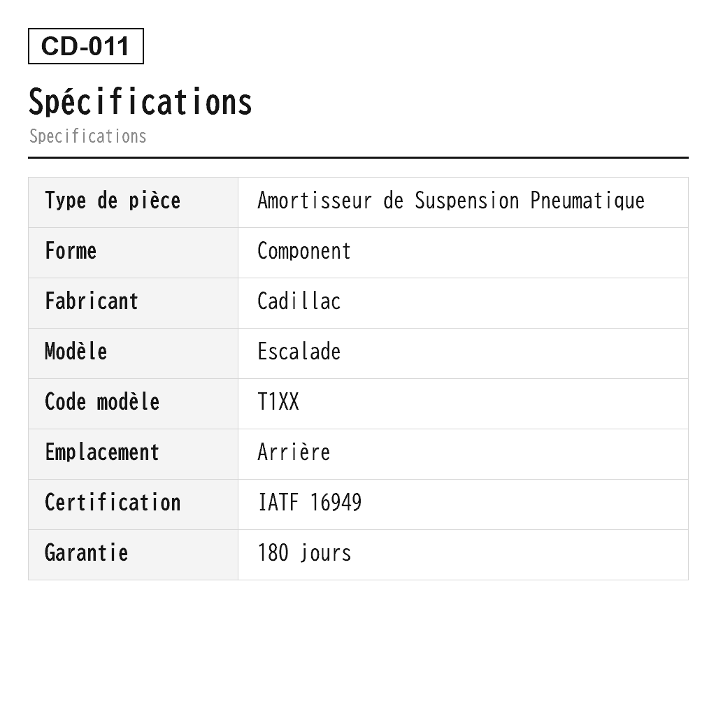 Cadillac Escalade 2021- Arrière Amortisseur de Suspension Pneumatique (84741585) 2