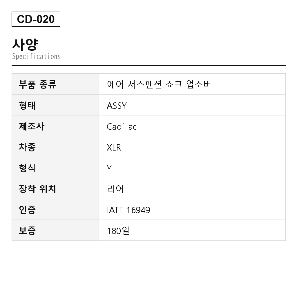 Cadillac XLR 2004-2009 리어 에어 서스펜션 쇼크 업소버（11152091, 19177206, 19302781, 19302788, 19302789, 19302791, 19302792, 19302793, 19302794, 19431688, 19431689, 19431690, 19431691, 19431692, 22248105, 22248108, 22248830, 22248836, 22784743, 88952525, 88952526, 88952528, 88952529, 88967432, 88967434） 2