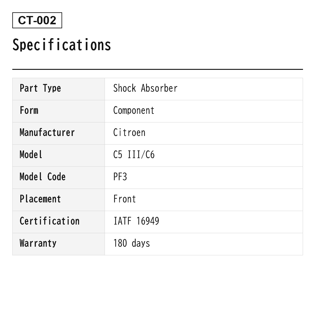 Citroen C5 III/C6 Front Air Suspension Shock Absorber (5208.J4, 5208.J5, 5208.S2, 5208.S3, 5208.S4, 5208.S5, 5271.J5, 5271.J6, 5271.J9, 5271.K0, 5271.K1, 5271.K2, 5271.K5, 5271.K6, 5271.K7, 5271.K8, 5271.L3, 5271.L4, 5271.L5, 5271.L6) 2