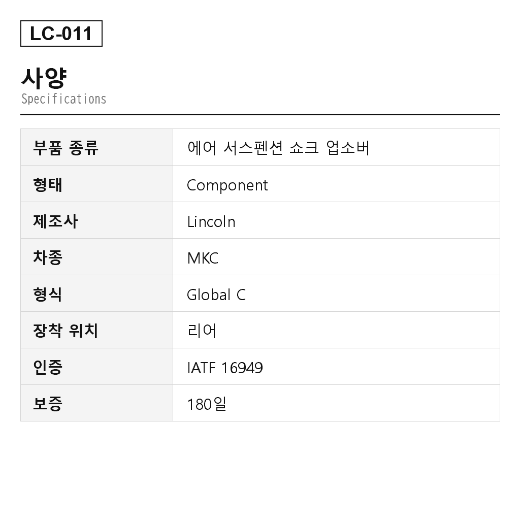 Lincoln MKC 2015-2019 리어 에어 서스펜션 쇼크 업소버（EJ7Z18125E, EJ7Z18125G, EJ7Z18125K, EJ7Z18125L） 2