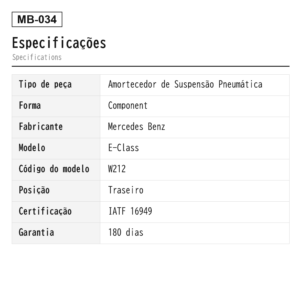 Mercedes Benz E-Class W212 CLS W218 Traseiro Amortecedor de Suspensão Pneumática (2123202530, 2123202630, A2121260698, A2123201530, A2123201630, A2123202530, A2123202630, A2123203130, A2123203230, A2123204330, A2123260400, A2183200130, A2183200230, A2183201930, A2183202030, A2183202130, A2183202230, A2183202330, A2183202430) 2