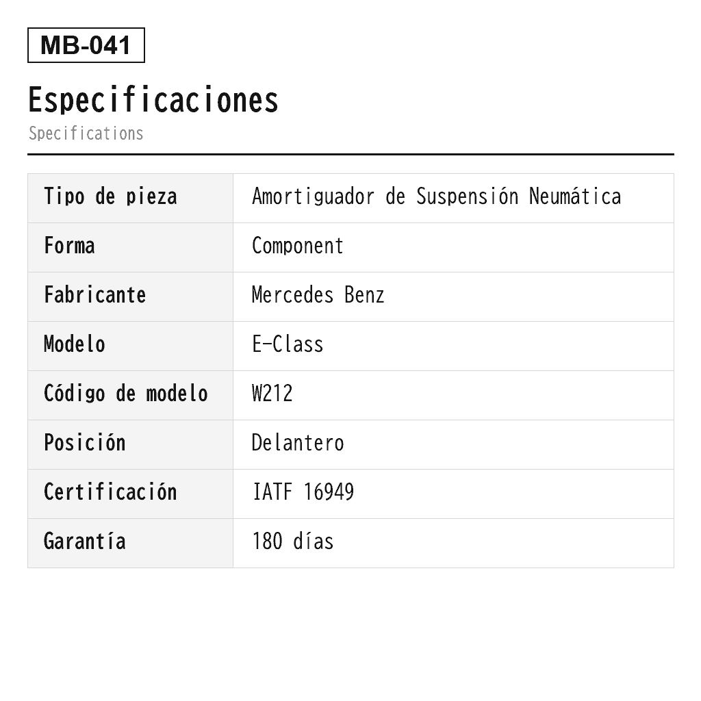 Mercedes Benz E-Class W212 Delantero Amortiguador de Suspensión Neumática (2123204013, 2123231300, 2123231700, 2123235300, 2123235600, 2123236000, 2123236500, 2123236800, A2123201138, A2123201238, A2123203913, A2123204013, A2123231300, A2123231700, A2123235200, A2123235300, A2123235600, A2123235700, A2123236000, A2123236500, A2123236800) 2