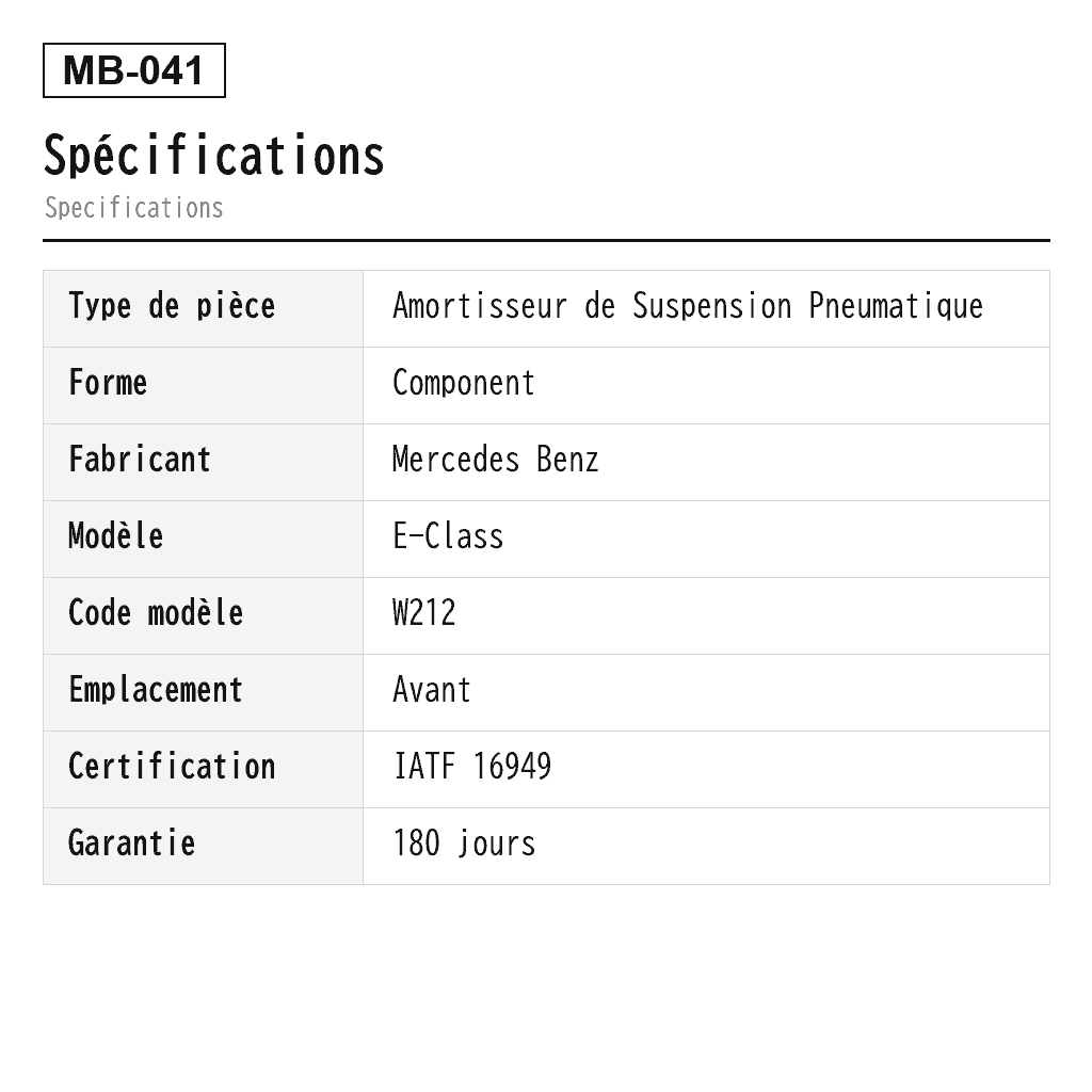 Mercedes Benz E-Class W212 Avant Amortisseur de Suspension Pneumatique (2123204013, 2123231300, 2123231700, 2123235300, 2123235600, 2123236000, 2123236500, 2123236800, A2123201138, A2123201238, A2123203913, A2123204013, A2123231300, A2123231700, A2123235200, A2123235300, A2123235600, A2123235700, A2123236000, A2123236500, A2123236800) 2