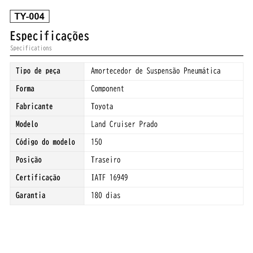 Toyota Land Cruiser Prado 150 Traseiro Amortecedor de Suspensão Pneumática (48530-60210, 48530-60250, 48530-60260, 48530-69535, 48530-69565, 48530-69575) 2