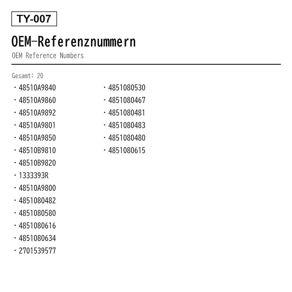 Toyota Highlander Vorne Luftfederungs-Stoßdämpfer (48510A9840, 48510A9860, 48510A9892, 48510A9801, 48510A9850, 48510B9810, 48510B9820, 1333393R, 48510A9800, 4851080482, 4851080580, 4851080616, 4851080634, 2701539577, 4851080530, 4851080467, 4851080481, 4851080483, 4851080480, 4851080615) 3