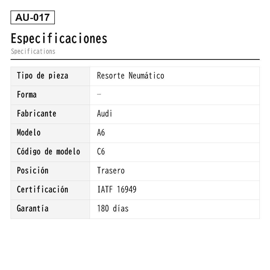 Audi A6 C6/4F 2004-2011 Trasero Resorte Neumático (4F0616001, 4F0616001J, 4F0616001K, 4F0616001Q) 2