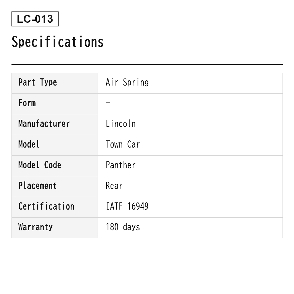 Lincoln Town Car Rear Air Spring (3U2Z-5580-AA, 3U2Z-5580-BA, 3U2Z-5580-PA, 6W1Z-5560-AA, 517-00115, 517-00621, 517-00680, 517-00862) 2