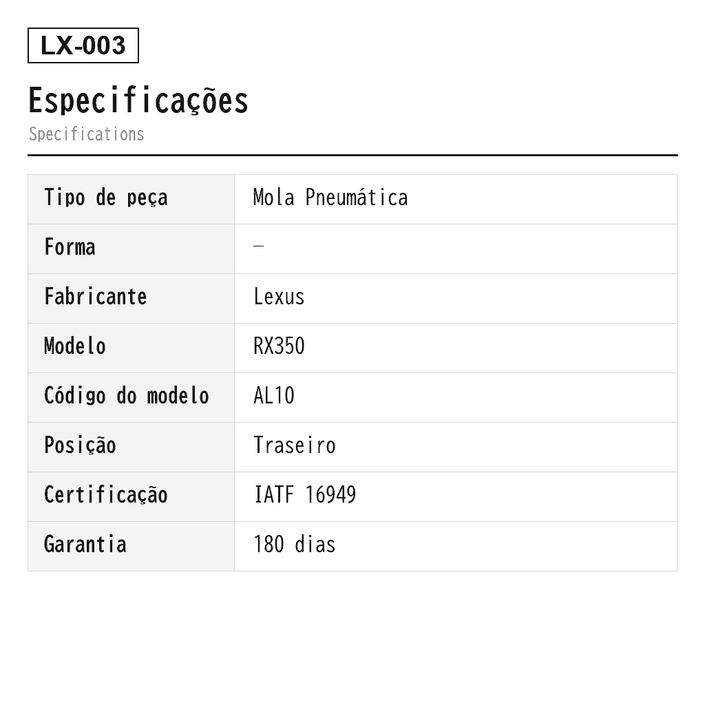Lexus RX270 RX350 RX450h AL10 2009-2015 Traseiro Mola Pneumática (48080-48090, 48090-48090) 2