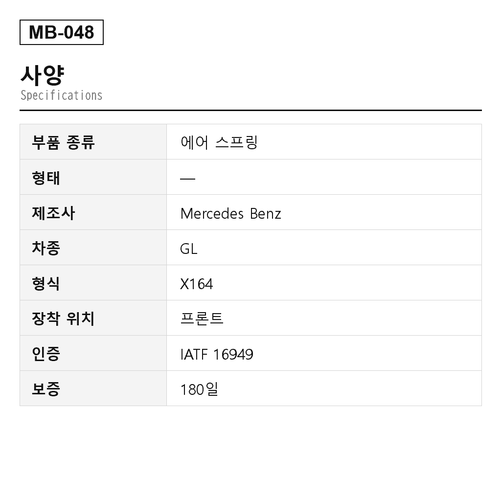 Mercedes Benz GL-Class X164 M-Class W164 2007-2012 프론트 에어 스프링（1643201213, 1643202213, 1643204313, 1643204413, 1643204513, 1643204613, 1643205213, 1643205813, 1643205913, 1643206013, 1643206113, 164320521380, 164320581339, 164320581380, 164320591339, 164320591380, 164320601339, 164320601380, 164320611339, 164320611380, AS-7011） 2
