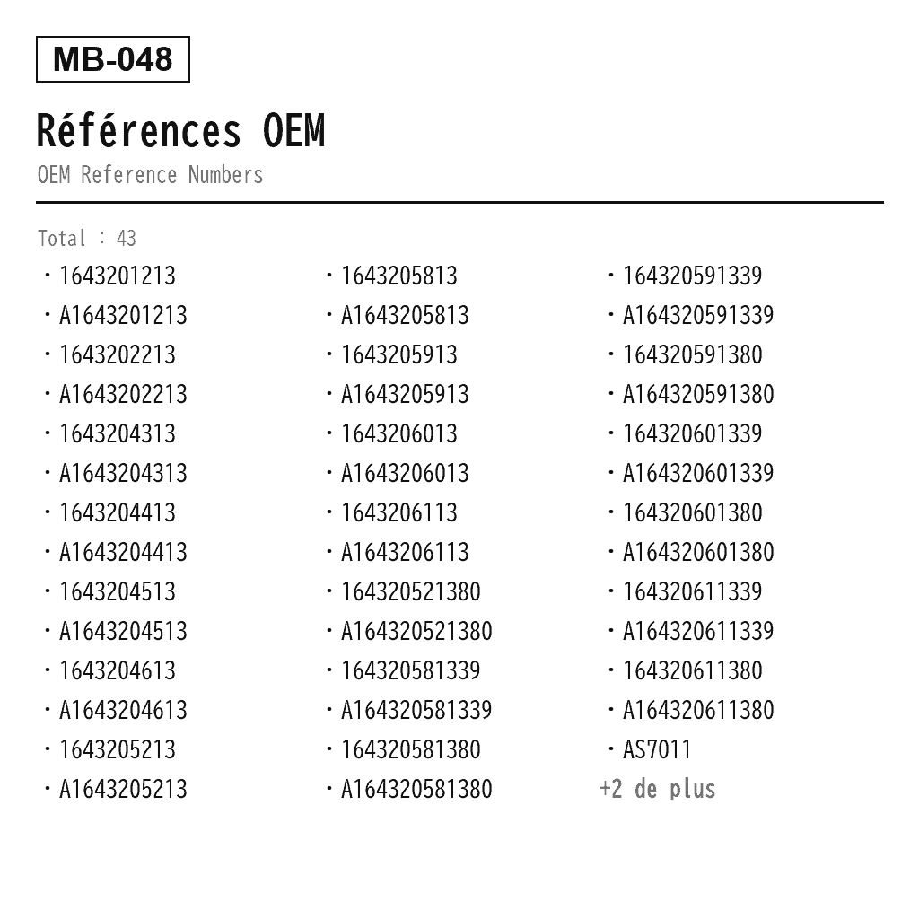 Mercedes Benz GL-Class X164 M-Class W164 2007-2012 Avant Ressort Pneumatique (1643201213, 1643202213, 1643204313, 1643204413, 1643204513, 1643204613, 1643205213, 1643205813, 1643205913, 1643206013, 1643206113, 164320521380, 164320581339, 164320581380, 164320591339, 164320591380, 164320601339, 164320601380, 164320611339, 164320611380, AS-7011) 3