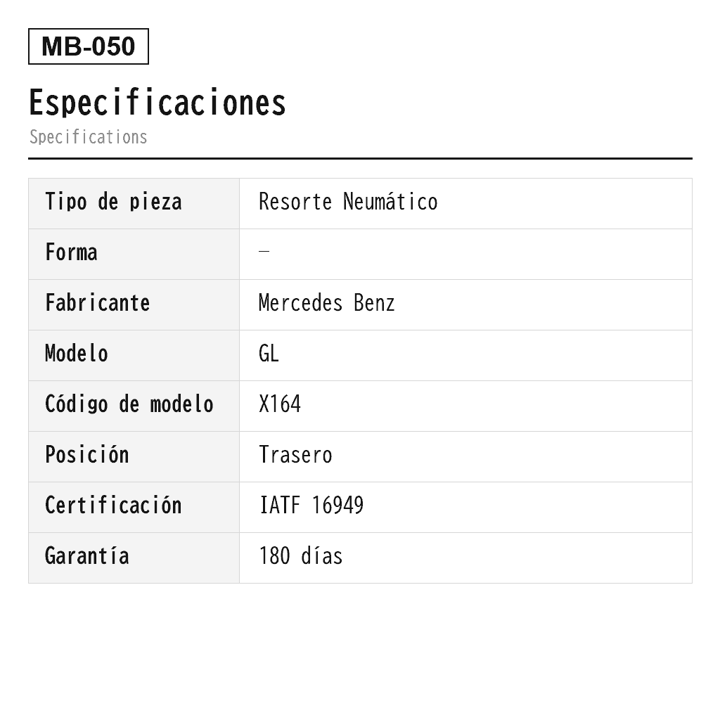 Mercedes Benz GL-Class X164 M-Class W164 2006-2012 Trasero Resorte Neumático (164-320-07-25, 164-320-09-25, 164-320-10-25, 1643200225, 1643200425, 1643200625, 1643200825, 166-320-03-25, 166-320-06-25, 2923200525, A1643200225, A1643200325, A1643200425, A1643200625, A1643200725, A1643200825, A1643200925, A1643201025, A1643206013, A1663200325) 2