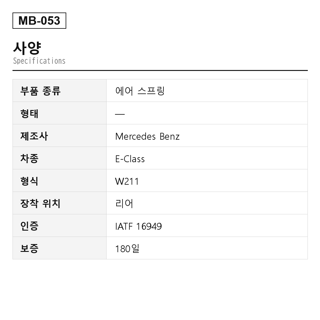 Mercedes Benz E-Class W211 4MATIC CLS 2006-2009 리어 에어 스프링（211-320-07-25, 211-320-08-25, 211-320-12-25, 211-320-13-25, 211-320-15-25, 211-320-16-25, A-2724, A211-320-07-25, A2113200825, A2113201225, A2113201325, A2113201525, A2113201625） 2