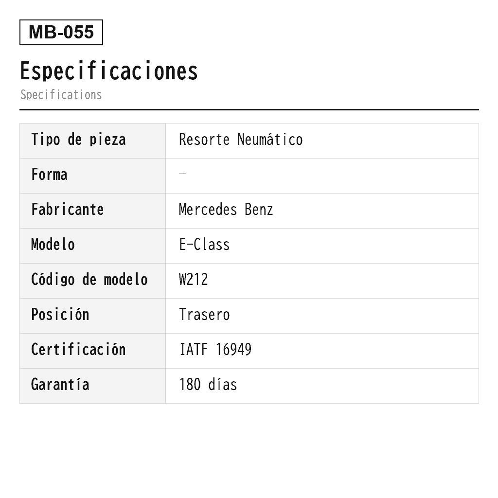 Mercedes Benz E-Class W212 S212 CLS W218 Trasero Resorte Neumático (2123200325, 2123200625, 2123200725, 2123200825, 2123202025, 2123202125, 2123203725, 2123203825, 2123203925, 2123204025, 2123204325, 2123204425, A2123200325, A2123200625, A2123200725, A2123200825, A2123202025, A2123202125, A2123203725, A2123203825, A2123203925, A2123204025, A2123204325, A2123204425) 2