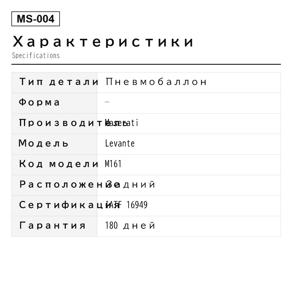 Maserati Levante 2016-2022 Задний Пневмобаллон (670037519, 670100715, 06700675190, 06701007150) 2