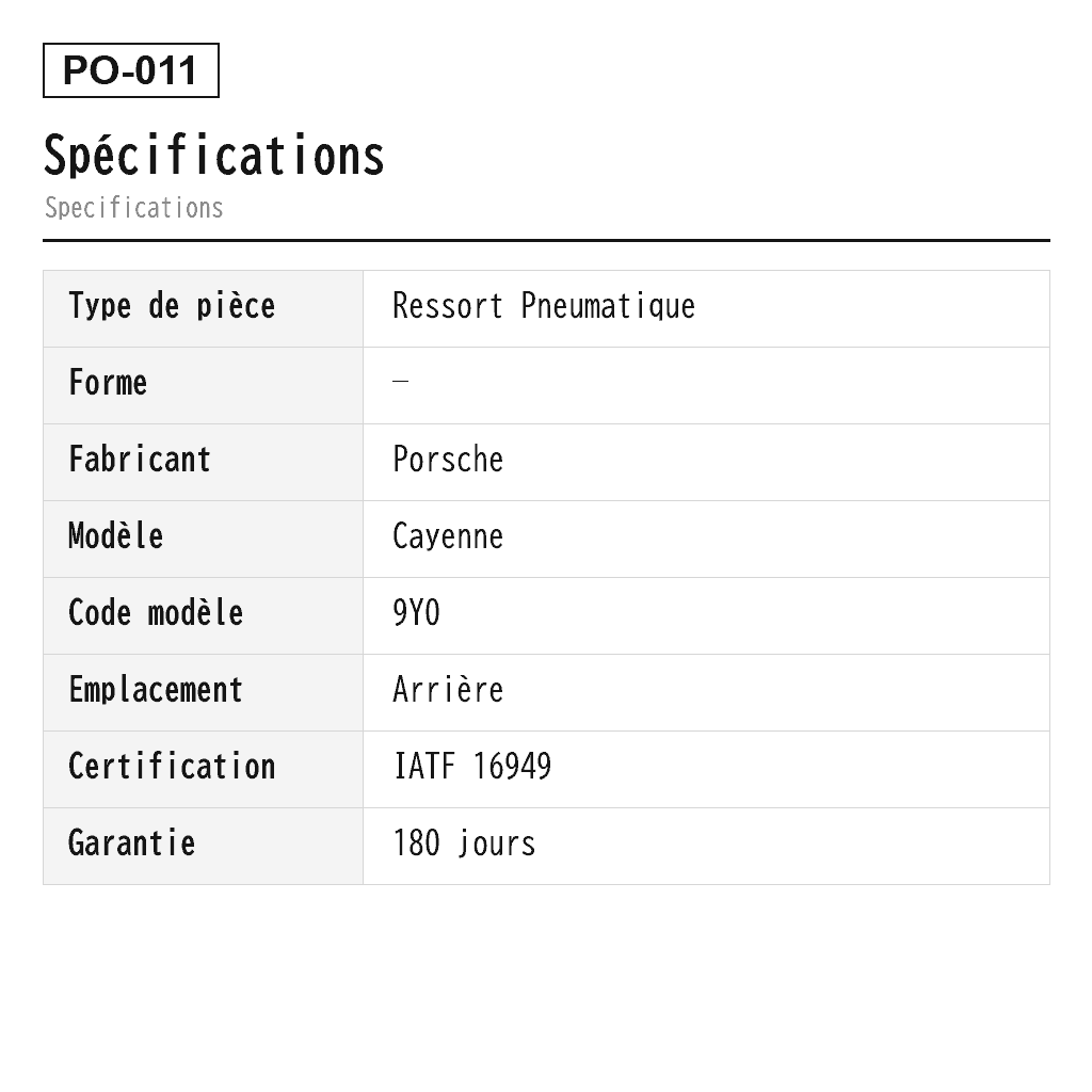 Porsche Cayenne E3 9Y0 2017-2024 Arrière Ressort Pneumatique (9Y0-616-001, 9Y0-616-001-B, 9Y0-616-001-C, 9Y0-616-002, 9Y0-616-002-B, 9Y0-616-002-C) 2