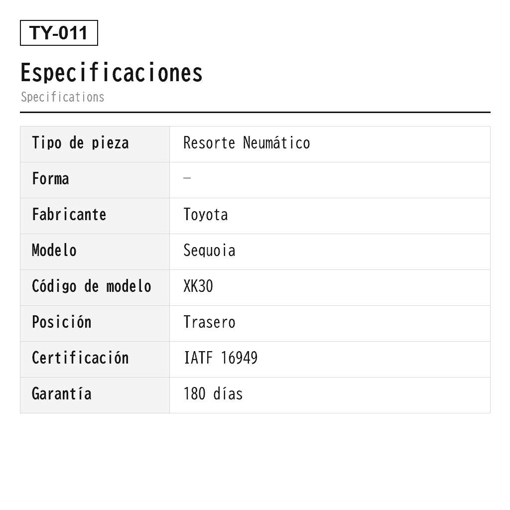 Toyota Sequoia 2005-2007 Trasero Resorte Neumático (48080-34010) 2