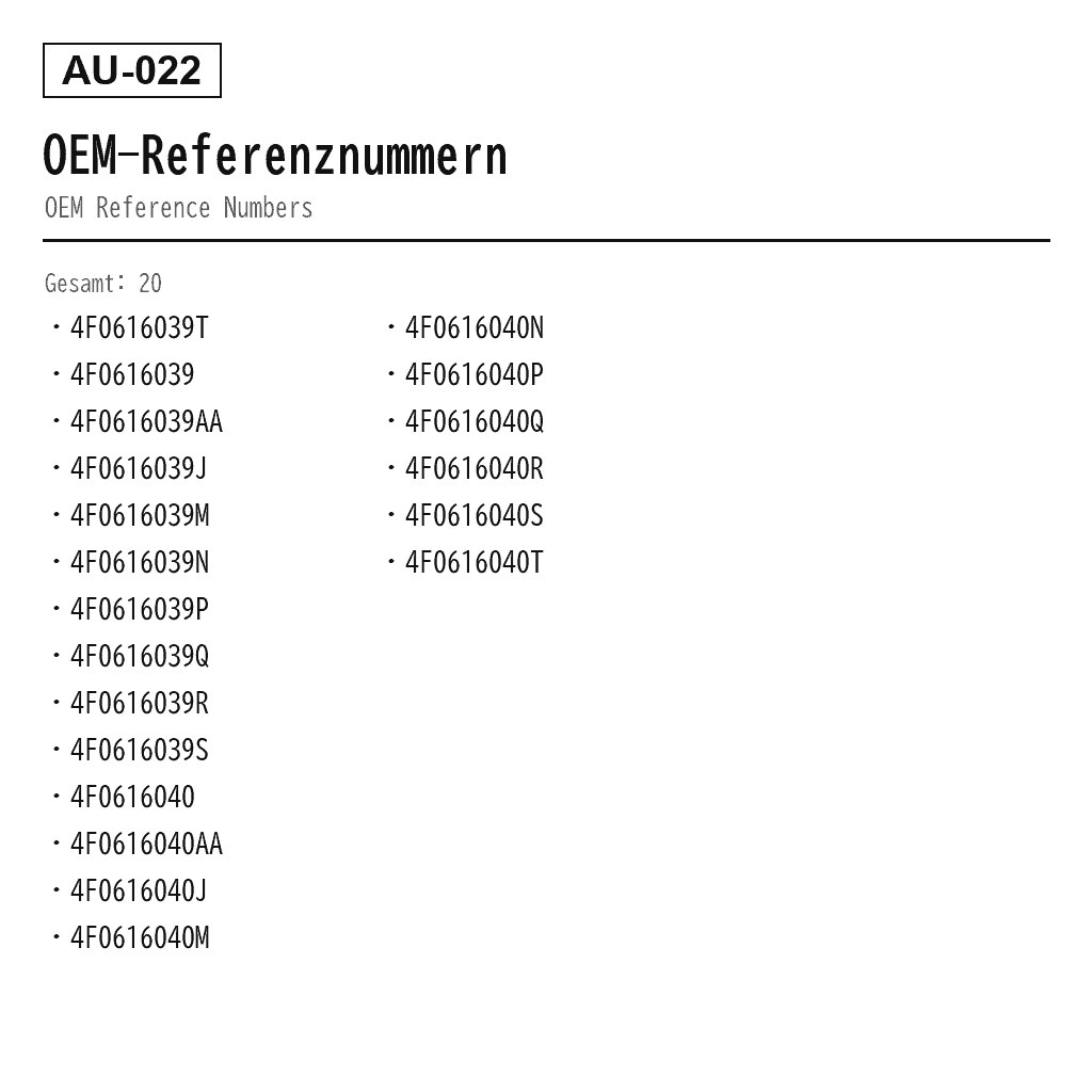 Audi A6 C6/4F 2004-2011 Vorne Luftfederbein (4F0-616-039-T, 4F0616039, 4F0616039AA, 4F0616039J, 4F0616039M, 4F0616039N, 4F0616039P, 4F0616039Q, 4F0616039R, 4F0616039S, 4F0616040, 4F0616040AA, 4F0616040J, 4F0616040M, 4F0616040N, 4F0616040P, 4F0616040Q, 4F0616040R, 4F0616040S, 4F0616040T) 3