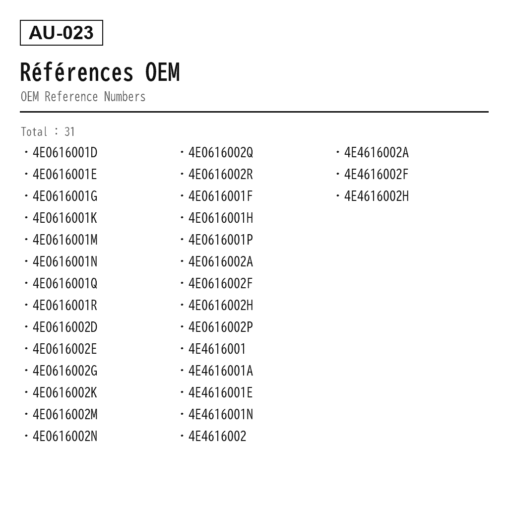Audi A8 D3 Arrière Jambe de Suspension Pneumatique (4E0-616-001-D, 4E0-616-001-E, 4E0-616-001-G, 4E0-616-001-K, 4E0-616-001-M, 4E0-616-001-N, 4E0-616-001-Q, 4E0-616-001-R, 4E0-616-002-D, 4E0-616-002-E, 4E0-616-002-G, 4E0-616-002-K, 4E0-616-002-M, 4E0-616-002-N, 4E0-616-002-Q, 4E0-616-002-R, 4E0616001F, 4E0616001H, 4E0616001P, 4E0616002A, 4E0616002F, 4E0616002H, 4E0616002P, 4E4616001, 4E4616001A, 4E4616001E, 4E4616001N, 4E4616002, 4E4616002A, 4E4616002F, 4E4616002H) 3