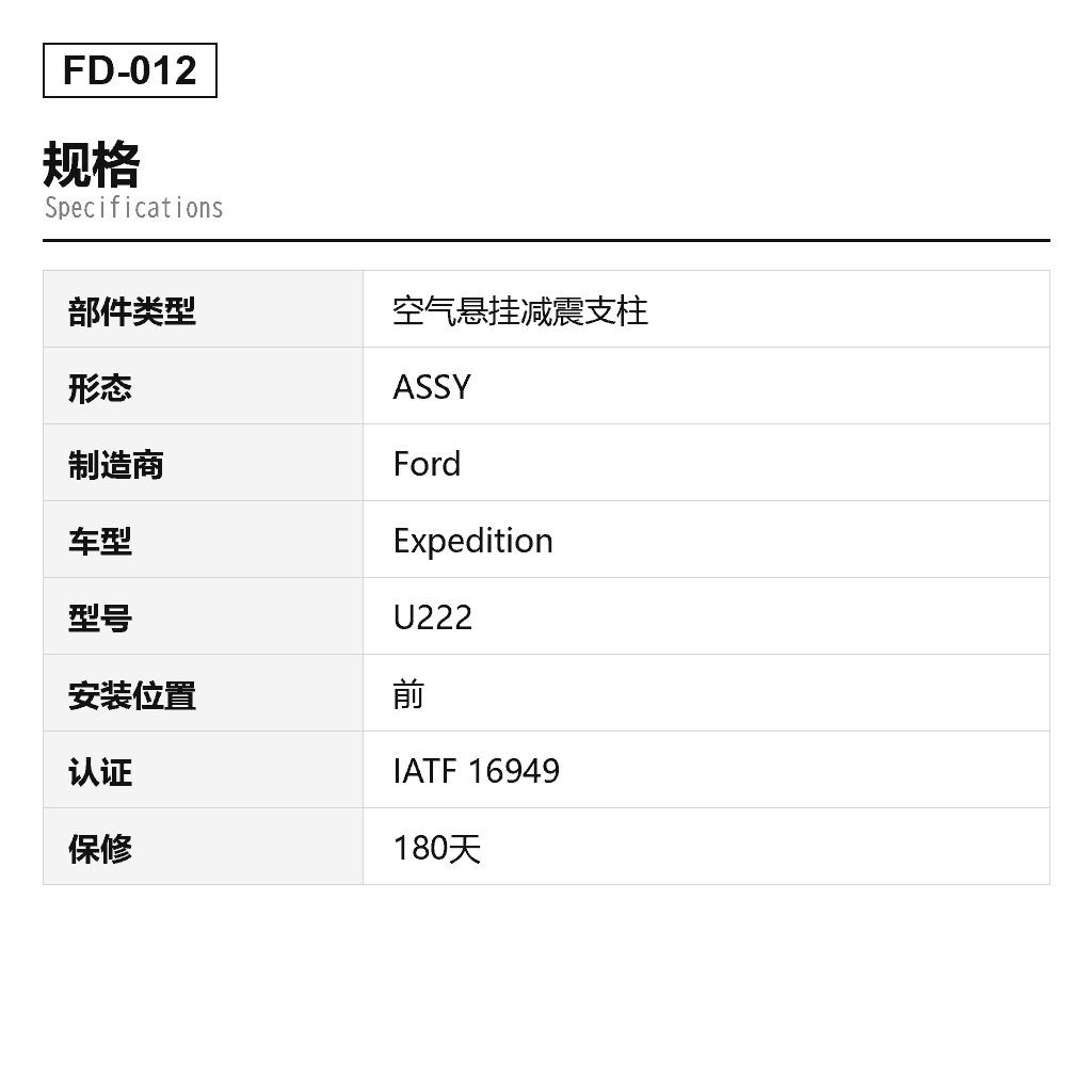 Ford Expedition 2003-2006 前 空气悬挂减震支柱（3L1Z18124CA, 3L1Z18124DA, AS-2139, AU2Z18124F, AU2Z18124K） 2