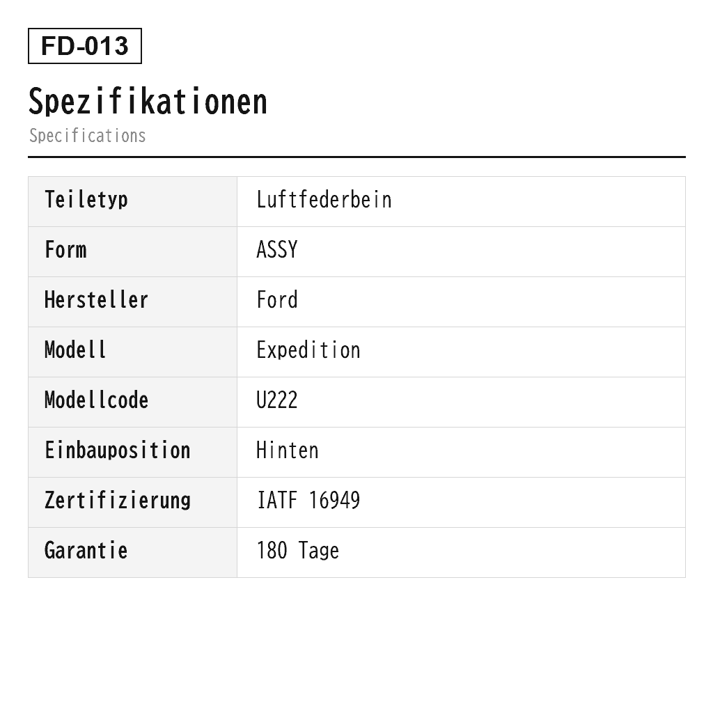 Ford Expedition 2003-2006 Hinten Luftfederbein (3L1Z18125AB) 2