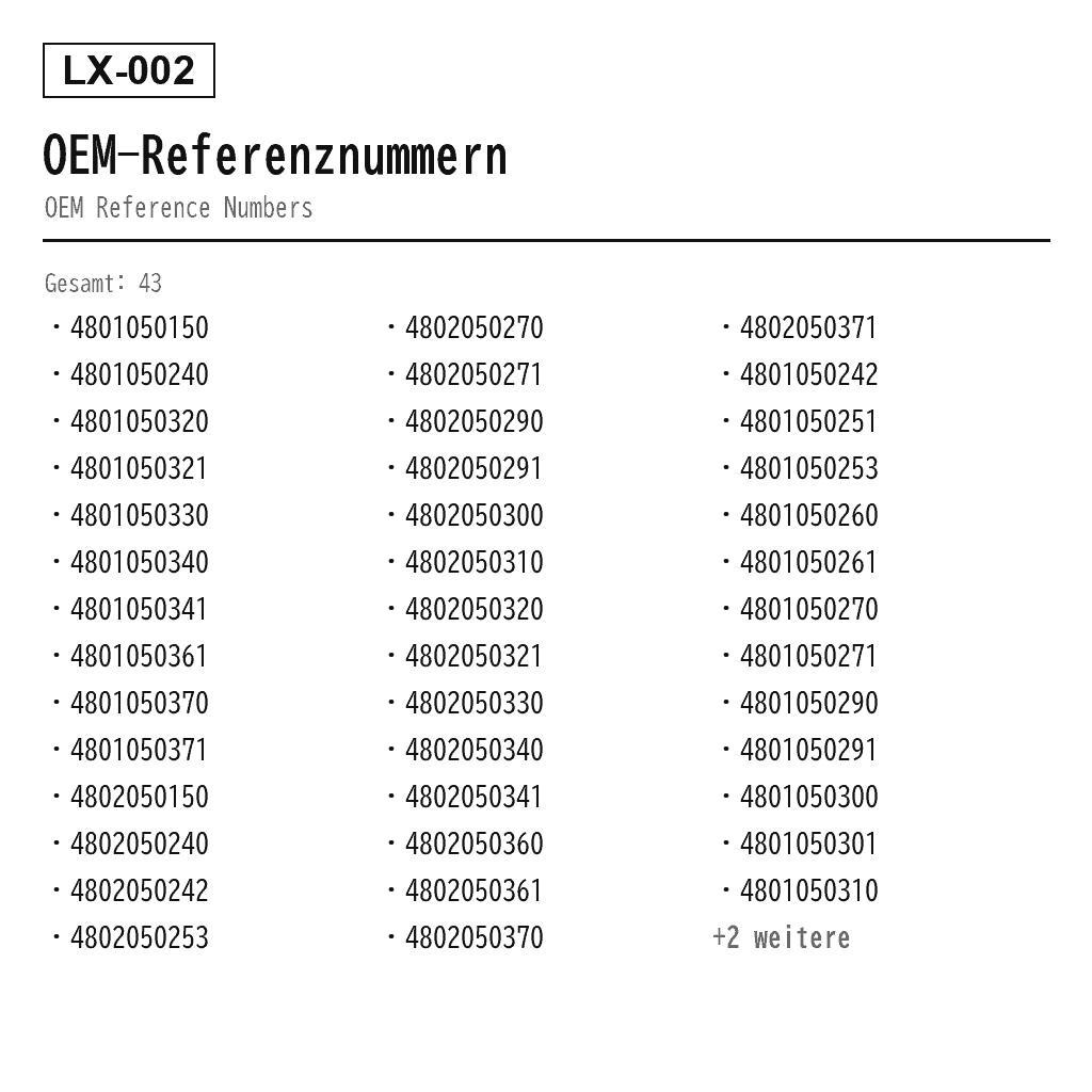 Lexus LS460 XF40 2007-2017 Vorne Luftfederbein (48010-50150, 48010-50240, 48010-50320, 48010-50321, 48010-50330, 48010-50340, 48010-50341, 48010-50361, 48010-50370, 48010-50371, 48020-50150, 48020-50240, 48020-50242, 48020-50253, 48020-50270, 48020-50271, 48020-50290, 48020-50291, 48020-50300, 48020-50310, 48020-50320, 48020-50321, 48020-50330, 48020-50340, 48020-50341, 48020-50360, 48020-50361, 48020-50370, 48020-50371, 4801050242, 4801050251, 4801050253, 4801050260, 4801050261, 4801050270, 4801050271, 4801050290, 4801050291, 4801050300, 4801050301, 4801050310, 4801050331, 4801050360) 3