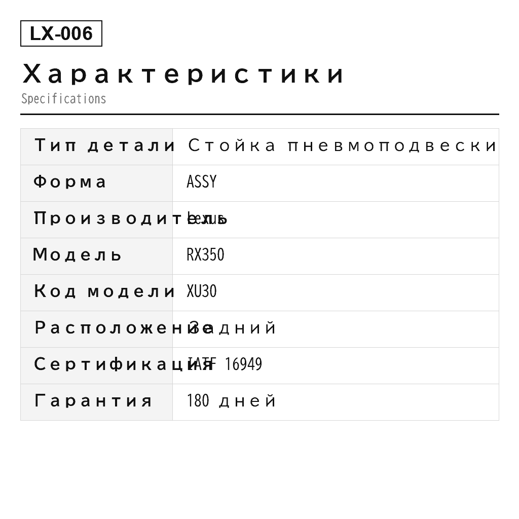 Lexus RX300 RX330 RX350 XU30 2004-2009 Задний Стойка пневмоподвески (48080-48030, 48080-48070, 48090-48030, 48090-48070) 2