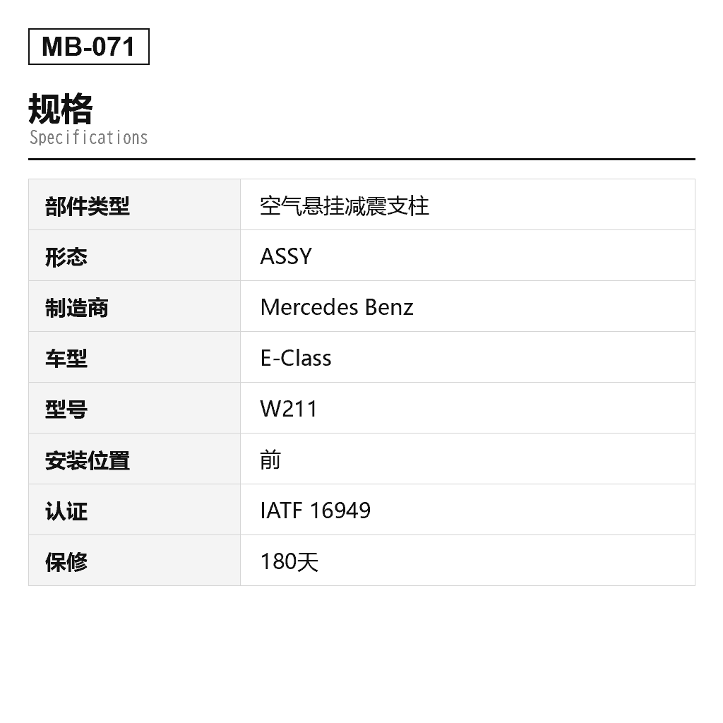 Mercedes Benz E-Class W211 CLS C219 2006-2009 前 空气悬挂减震支柱（2113205413, 2113205513, 2113206013, 2113206113, 2113209313, 2113209413, 211320221328, 211320541360, 211320541380, 211320541388, 211320551380, 211320601360, 211320601380, 211320601388, 211320611380, 211320941360, 211320941380, 211320941388, 2193201113, 2193201213, 219320111380, 219320121360, 219320121380, 219320121388, A2113205413, A2113205513, A2113206013, A2113206113, A2113209413, A211320541360, A211320541380, A211320541388, A211320601360, A211320601380, A211320601388, A211320941360, A211320941380, A211320941388, A2193201213, A219320121360, A219320121380, A219320121388, AS-2245, AS-2246） 2