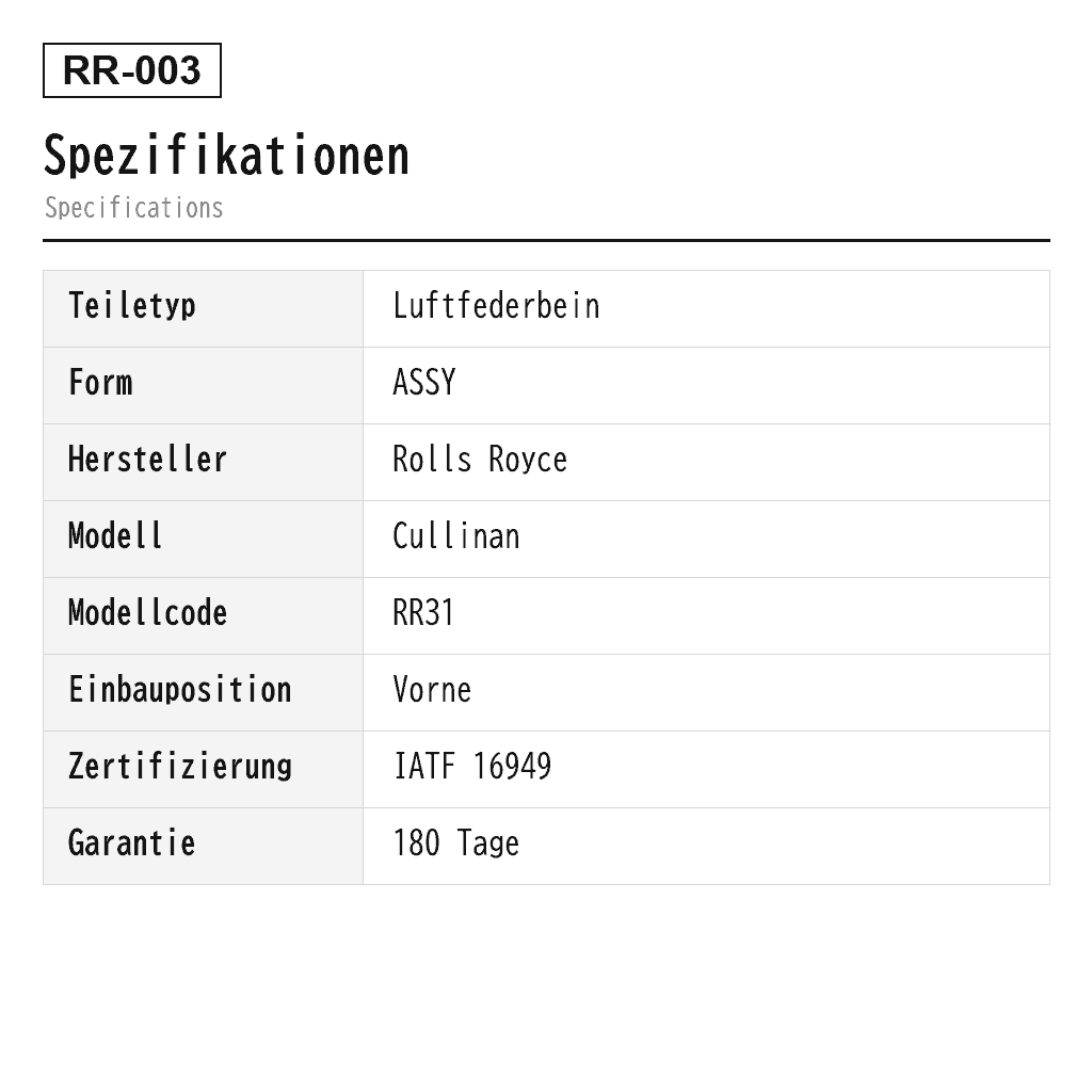 Rolls Royce Cullinan Vorne Luftfederbein (37106878223, 37106878224, 37106899087, 37106899088) 2