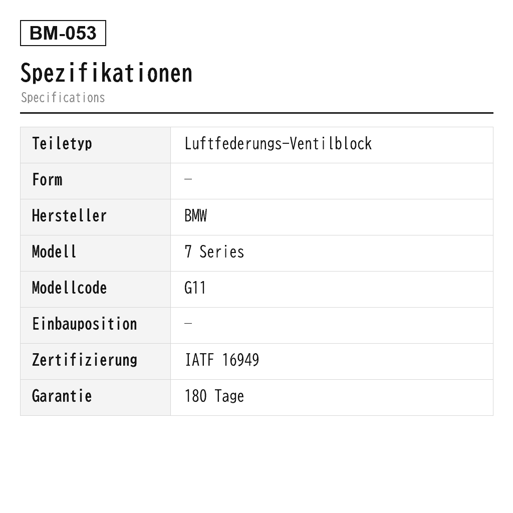 BMW 7 Series G11 G12 2015-2022 Luftfederungs-Ventilblock (37206861882, 37206884682) 2