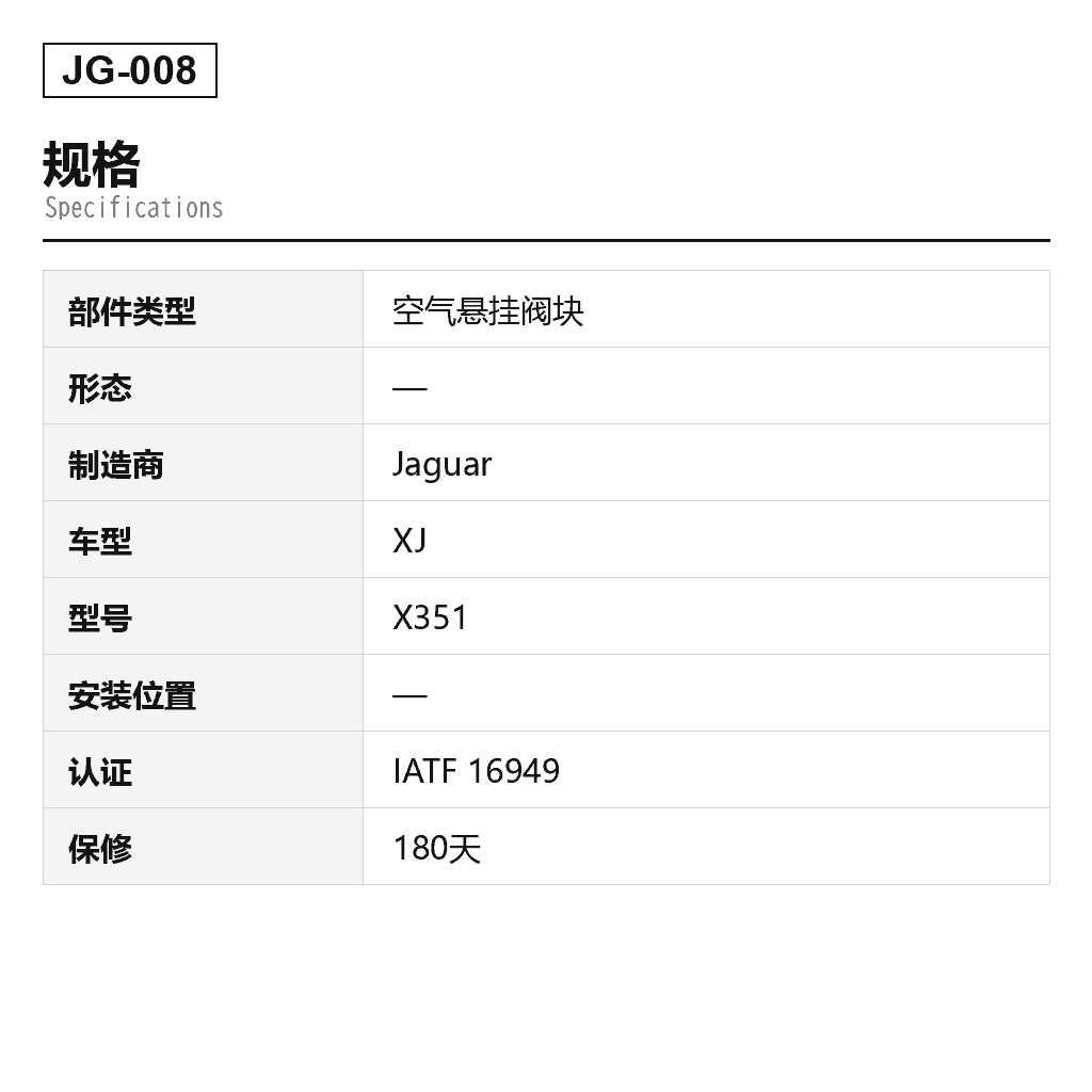 Jaguar XJ X351 2010-2019 空气悬挂阀块（C2D26814, C2D47540, C2D10526, C2D60159） 2