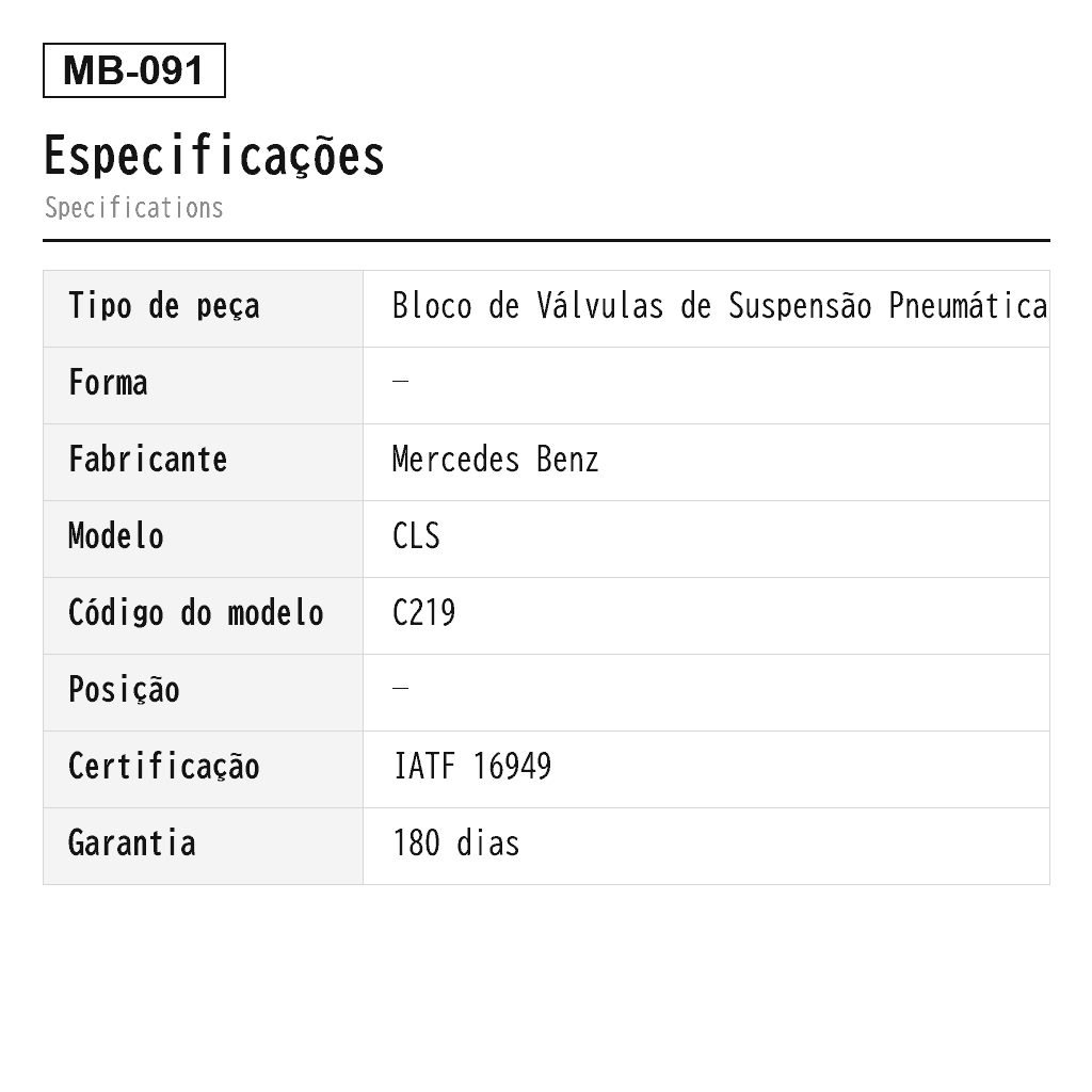 Mercedes Benz CLS C219 Bloco de Válvulas de Suspensão Pneumática (2113200104, 2113200158, 2113200304, 2193200004, 2203200104, A2113200158) 2