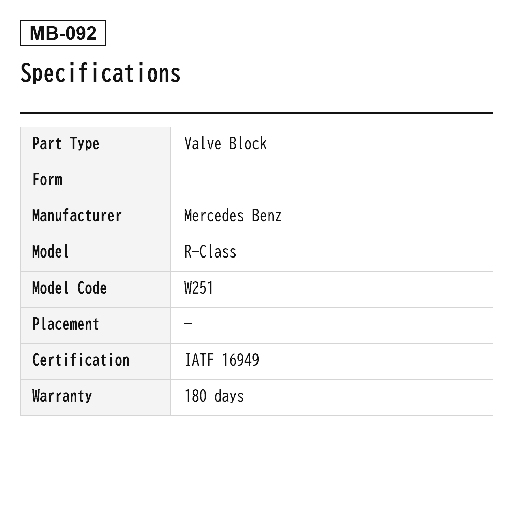 Mercedes Benz R-Class W251 2006-2013 Air Suspension Valve Block (212-320-07-58, 251-320-01-58, A2123200758, A2513200158) 2