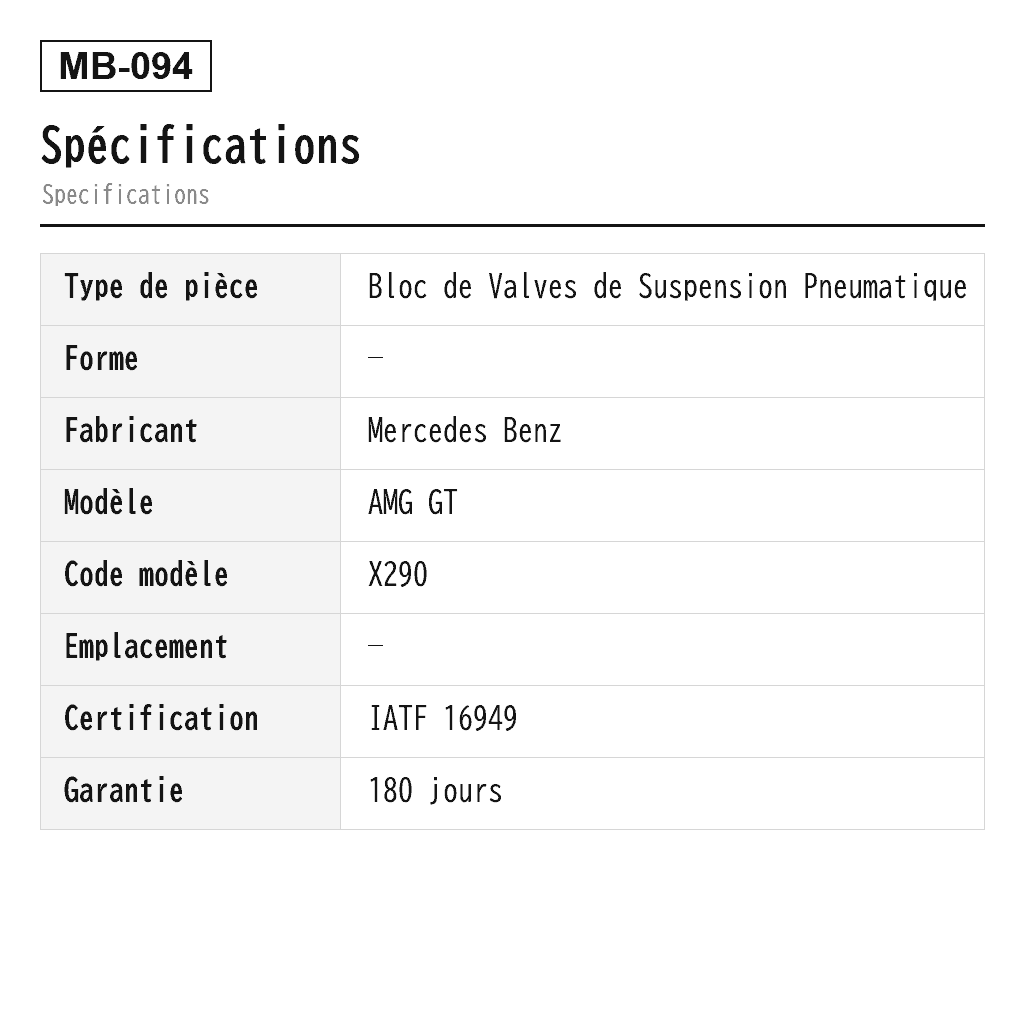 Mercedes Benz AMG GT 53 E53 GLC300 Bloc de Valves de Suspension Pneumatique (0993200200, 0993200258, A0993200200, A0993200258) 2