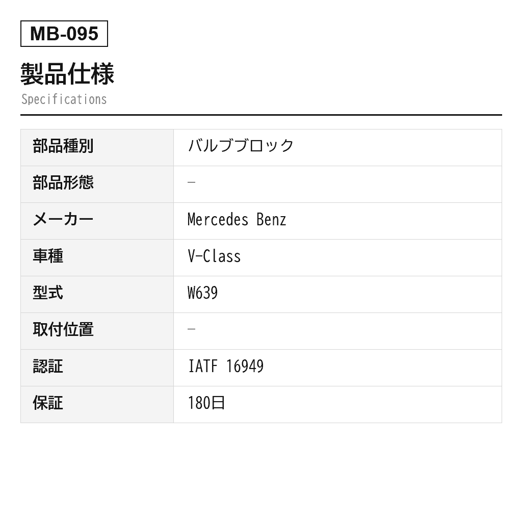 Mercedes Benz（ベンツ） Vクラス W639 2004-2014 エアサスペンションバルブブロック（639-328-00-30, A6393280030） 2