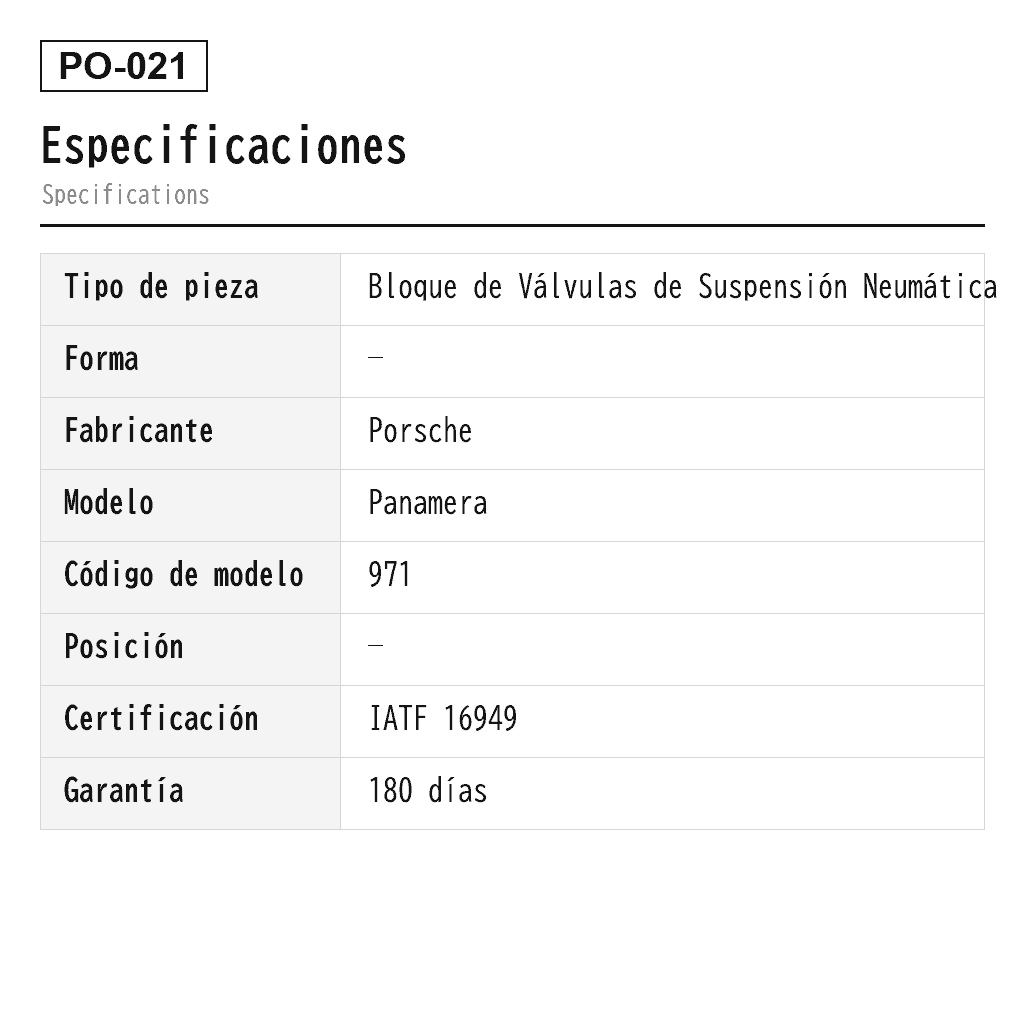 Porsche Panamera 971 2017-2024 Bloque de Válvulas de Suspensión Neumática (971616006, 971616006A, 971616006B, 971616013, 971616013B, 971616013C, 971616056, 971616056A, 971616056B, 971616056C) 2