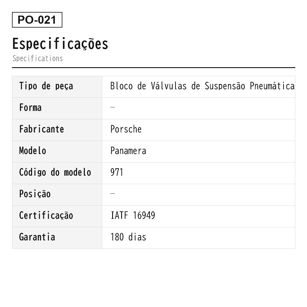 Porsche Panamera 971 2017-2024 Bloco de Válvulas de Suspensão Pneumática (971616006, 971616006A, 971616006B, 971616013, 971616013B, 971616013C, 971616056, 971616056A, 971616056B, 971616056C) 2