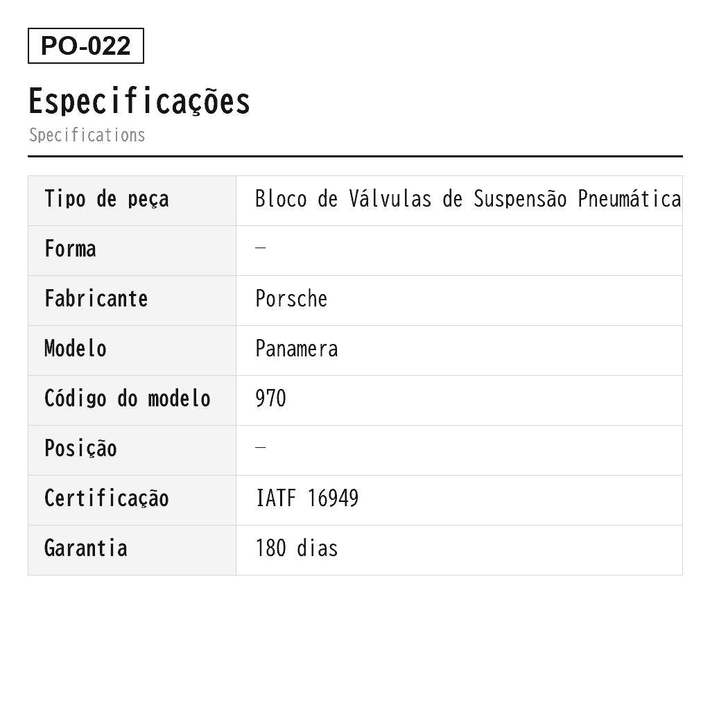 Porsche Panamera 970 2010-2016 Bloco de Válvulas de Suspensão Pneumática (97035815122, 15152400282, 15152400272, 97035815125, 97035815323, 97035815111, 97035815109, 97035815304, 97035815303, 97035815110, 97035815126, 97035815124, 97035815325, 97035815322, 15152400262, 97035815302, 97035815112, 97035815107, 97035815326, 97035815123) 2