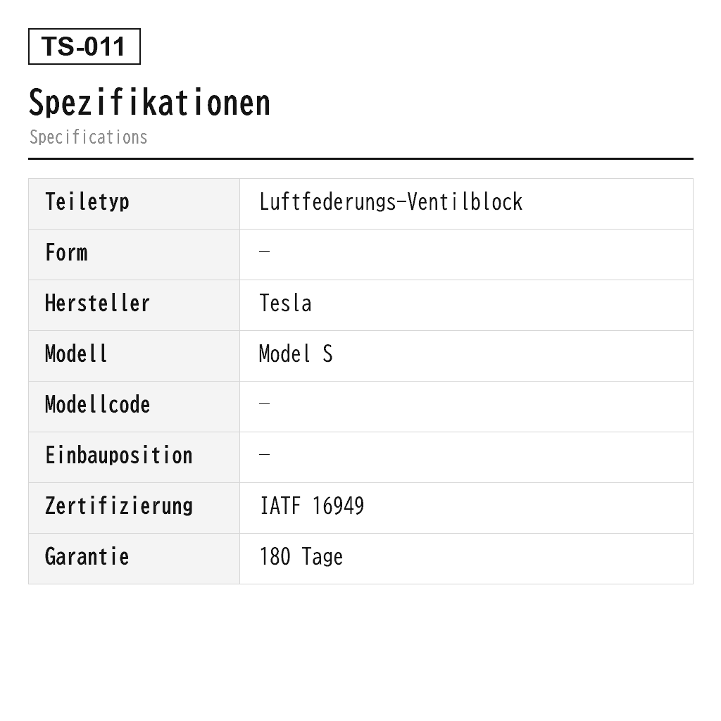 Tesla Model S 2016-2020 Luftfederungs-Ventilblock (1027919-00-B, 1044911-00-D) 2