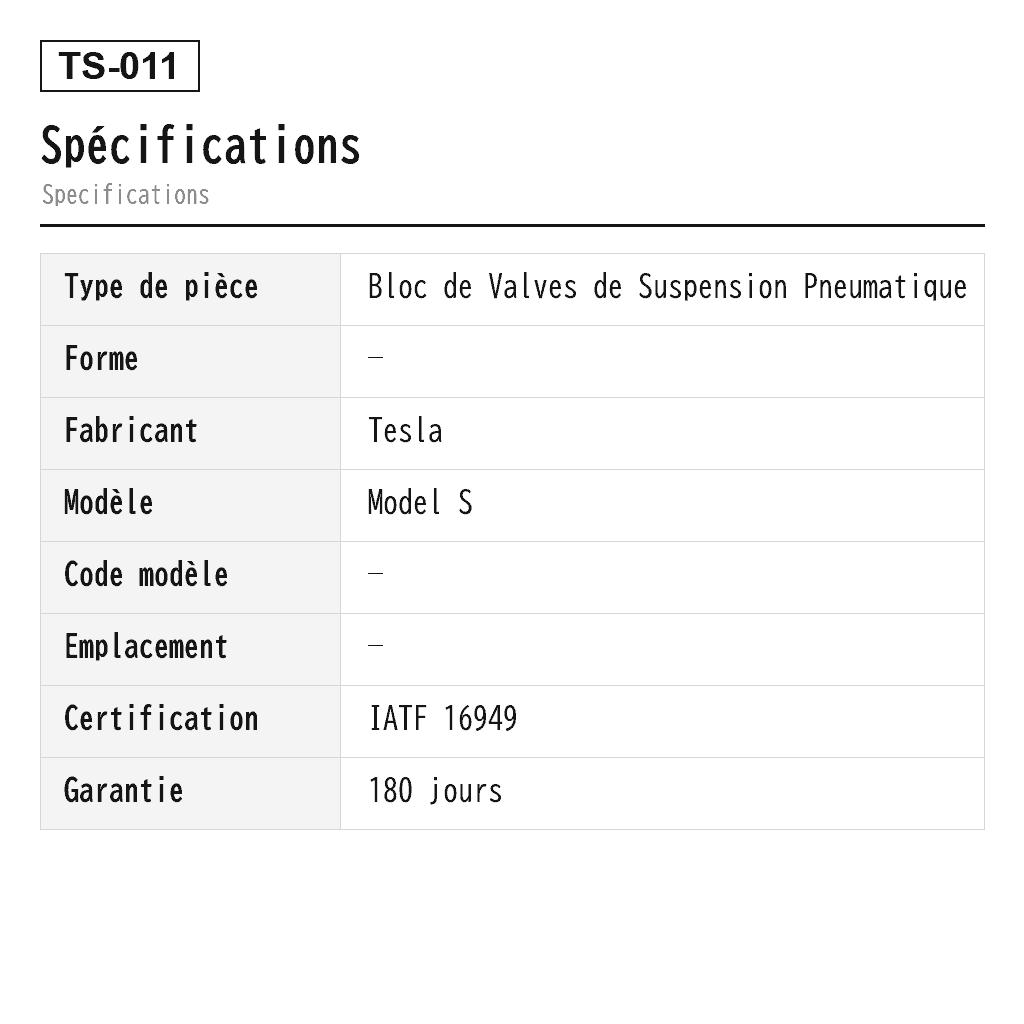Tesla Model S 2016-2020 Bloc de Valves de Suspension Pneumatique (1027919-00-B, 1044911-00-D) 2